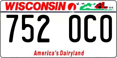 WI license plate 752OCO