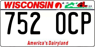 WI license plate 752OCP