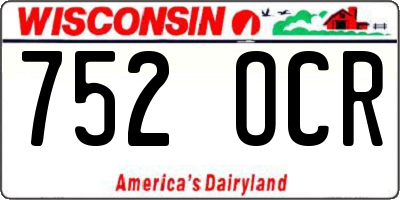 WI license plate 752OCR