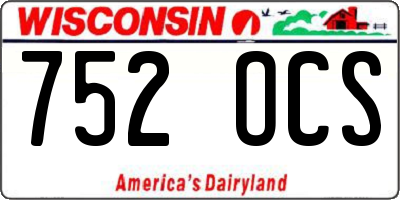 WI license plate 752OCS