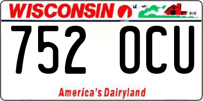 WI license plate 752OCU