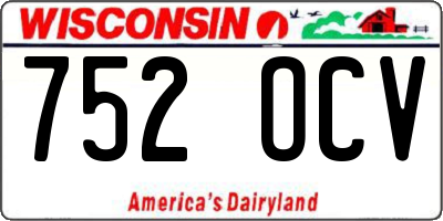 WI license plate 752OCV