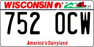 WI license plate 752OCW
