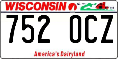 WI license plate 752OCZ