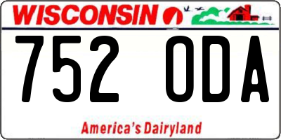 WI license plate 752ODA