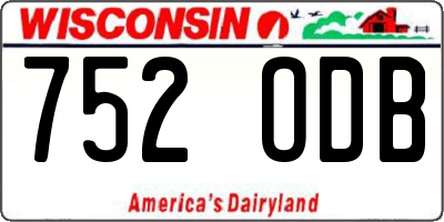 WI license plate 752ODB