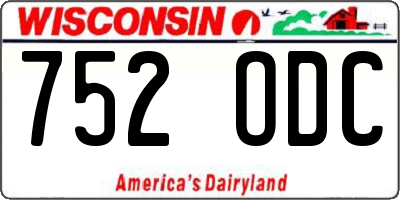 WI license plate 752ODC
