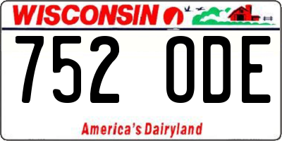 WI license plate 752ODE