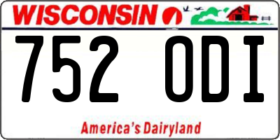 WI license plate 752ODI