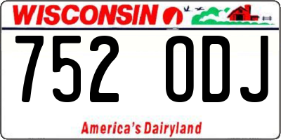 WI license plate 752ODJ