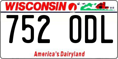 WI license plate 752ODL