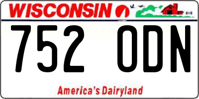 WI license plate 752ODN