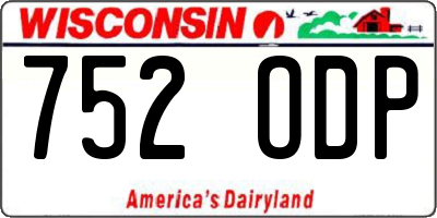 WI license plate 752ODP