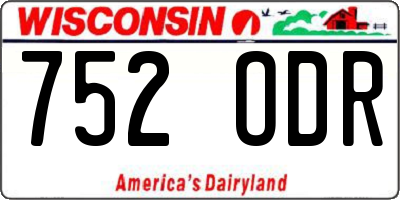 WI license plate 752ODR