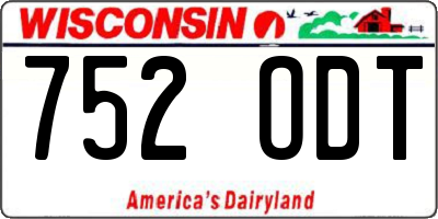 WI license plate 752ODT