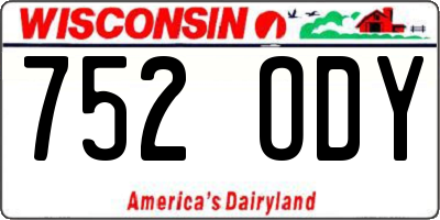 WI license plate 752ODY