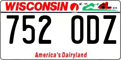 WI license plate 752ODZ