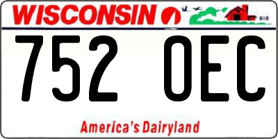 WI license plate 752OEC