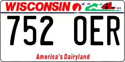 WI license plate 752OER