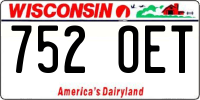 WI license plate 752OET