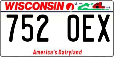 WI license plate 752OEX