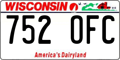 WI license plate 752OFC