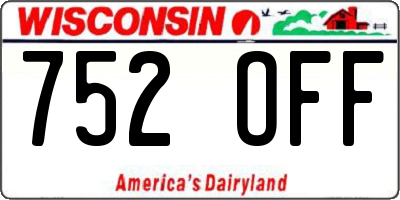 WI license plate 752OFF