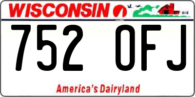 WI license plate 752OFJ