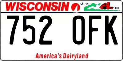 WI license plate 752OFK