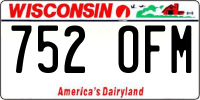 WI license plate 752OFM