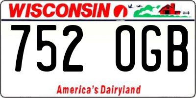 WI license plate 752OGB