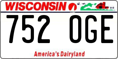WI license plate 752OGE