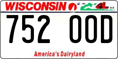 WI license plate 752OOD
