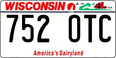 WI license plate 752OTC