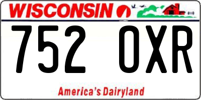 WI license plate 752OXR