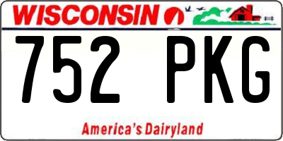 WI license plate 752PKG