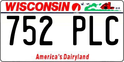 WI license plate 752PLC