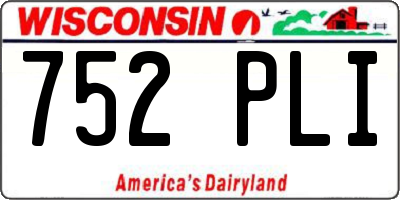 WI license plate 752PLI