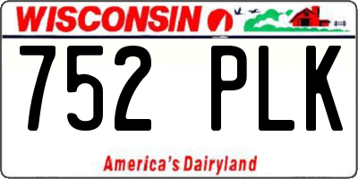 WI license plate 752PLK