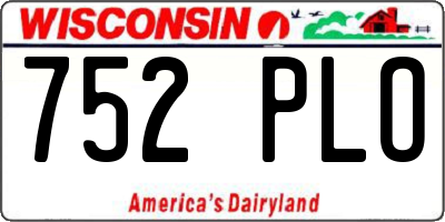 WI license plate 752PLO