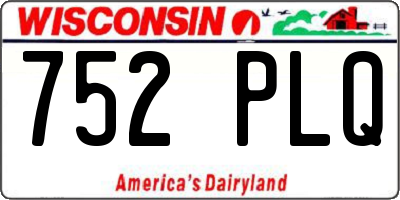 WI license plate 752PLQ