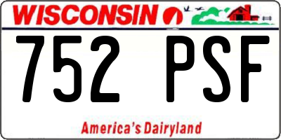 WI license plate 752PSF