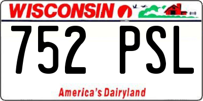 WI license plate 752PSL