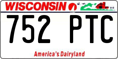 WI license plate 752PTC