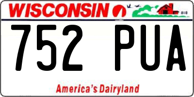 WI license plate 752PUA