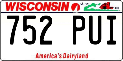 WI license plate 752PUI