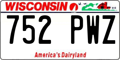 WI license plate 752PWZ