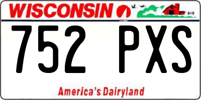 WI license plate 752PXS