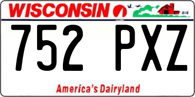 WI license plate 752PXZ