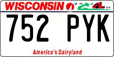 WI license plate 752PYK